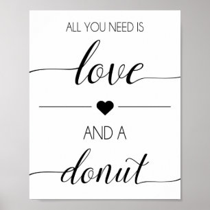 Donut Wedding Favor Sign   Tabel afdrukken verwerk Poster