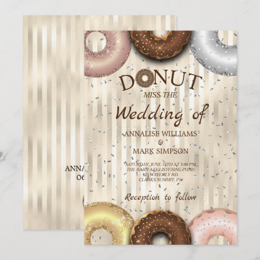 DONUT WEDDING INVITATION KAART (Voorkant / Achterkant)