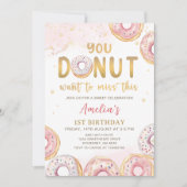 Donut wil deze roze donut verjaardag missen kaart (Voorkant)
