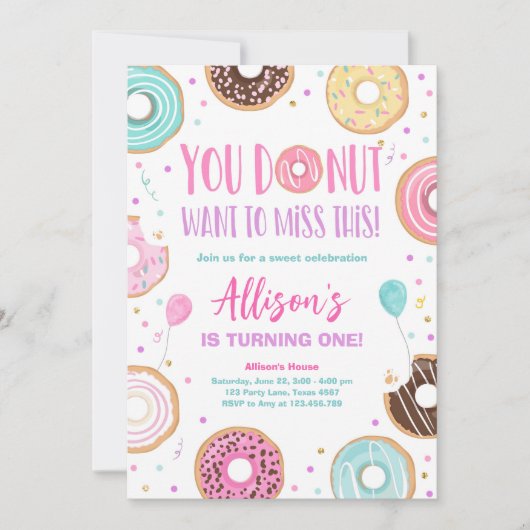 Donut wil deze roze zweet-meisje vrijdagavond miss kaart (Voorkant)