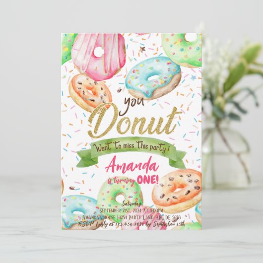 Donut wil Doughnut verjaardag missen Kaart (Staand voorkant)