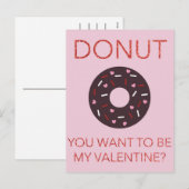 Donut, wil je mijn Valentijn zijn? Grappig Briefka Feestdagenkaart (Voorkant / Achterkant)