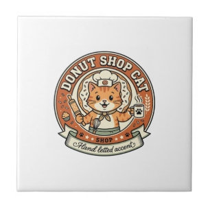 Donut Winkel Kat Donut Winkel Kat Vintage Vector K Tegeltje