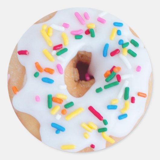 Donut wit frosting strooit schattige sticker (Voorkant)