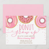 Donut word groot feest Meisje Roze Verjaardag Kaart (Voorkant / Achterkant)