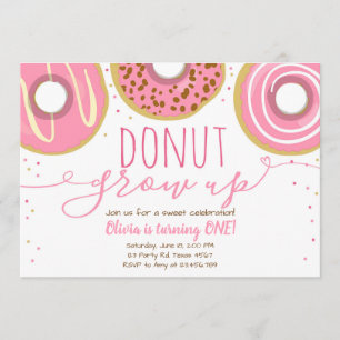 Donut word niet groot feest meisje Roze Verjaardag Kaart
