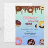 Donut wordt uitgegroeid, thema verjaardagsfeestje  kaart (Voorkant / Achterkant)