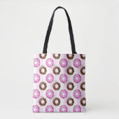 Donut Worry be Happy Fun Food Humor Donuts Pattern Tote Bag (Voorkant)