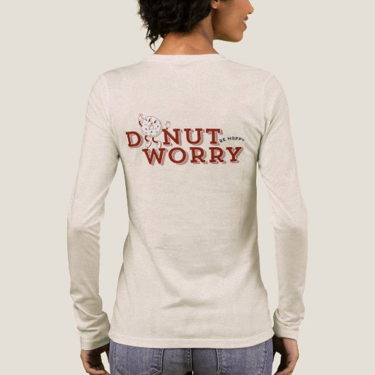 Donut Worry Be Happy Grappig Retro T-Shirt (Achterkant)