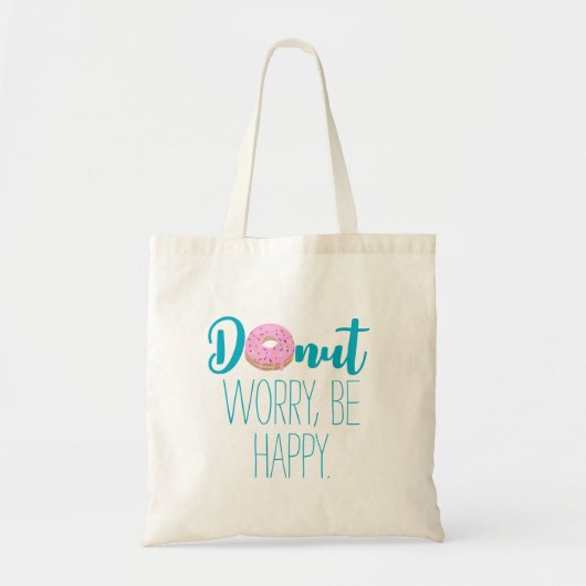 Donut Worry Be Happy Pink Donut Tote Bag (Voorkant)