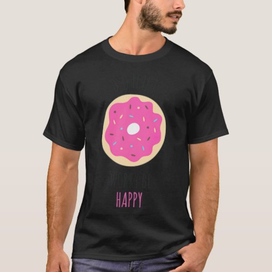 Donut Worry be Happy pirate verjaardagsdonut T-shirt (Voorkant)
