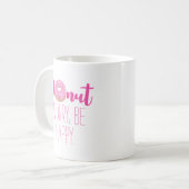 Donut Worry Be Happy Roze Tekst Koffiemok (Voorkant links)