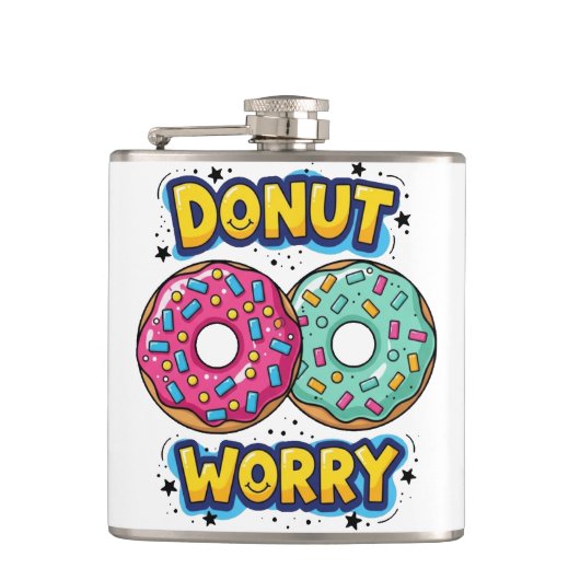 Donut Worry Fles Heupfles (Voorkant)