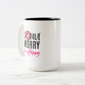 Donut Worry is Happy Tweekleurige Koffiemok (Voorkant links)