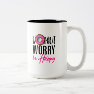 Donut Worry is Happy Tweekleurige Koffiemok