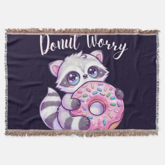 Donut Worry Schattige Kawaii Wasbeer Deken (Voorkant)