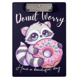 Donut Worry Schattige Kawaii Wasbeer Klembord
