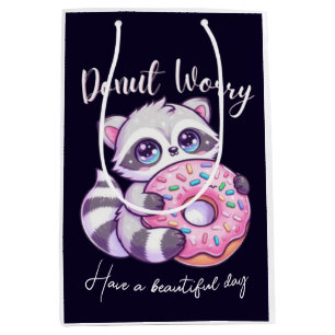 Donut Worry Schattige Kawaii Wasbeer Medium Cadeauzakje