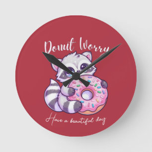 Donut Worry Schattige Kawaii Wasbeer Ronde Klok