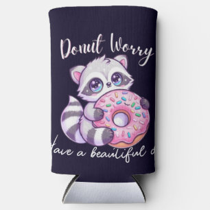 Donut Worry Schattige Kawaii Wasbeer Seltzer Blikjeskoeler