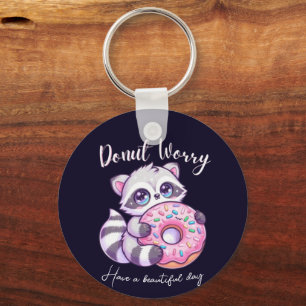 Donut Worry Schattige Kawaii Wasbeer  Sleutelhanger