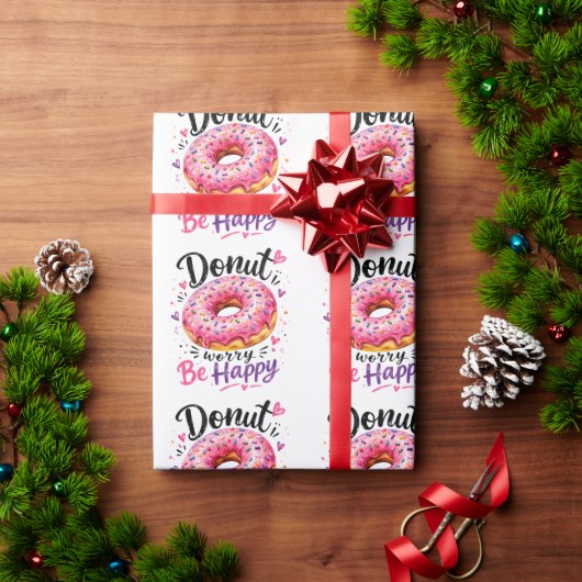 Donut Worry Wees Gelukkig Cadeaupapier (Feestdagen Geschenken)