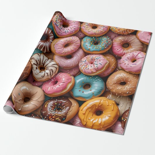 Donut Wrapping Paper Cadeaupapier (Uitgerold)
