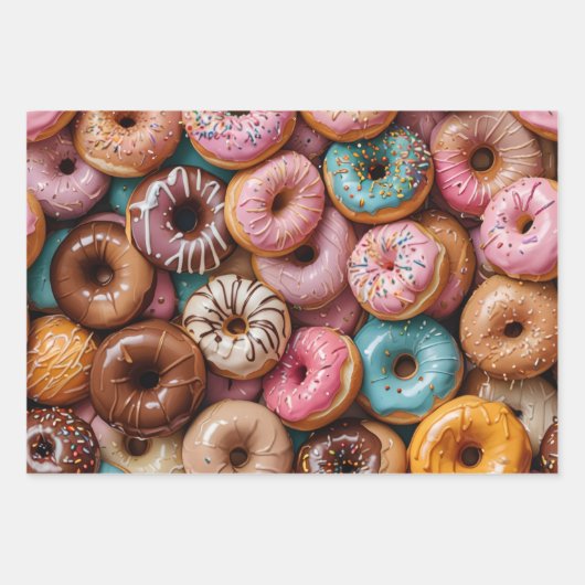 Donut Wrapping Paper Flat Sheet Set of 3 (Voorkant 2)