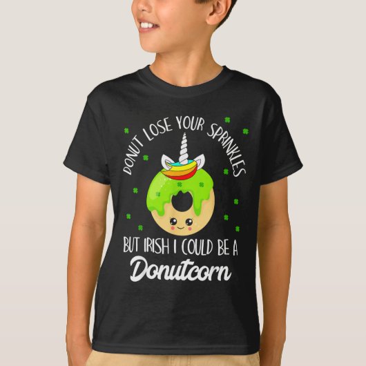 Donutcorn Funny Cute Donut Unicorn Irish St Patric T-shirt (Voorkant)