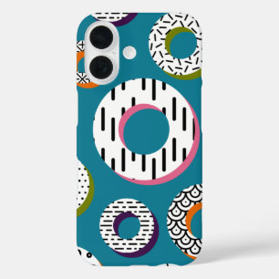 Donuts Abstracte monoline Pattern Pop Art iPhone 16 Hoesje