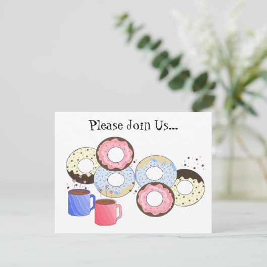 Donuts and Coffee Invitation Kaart (Staand voorkant)
