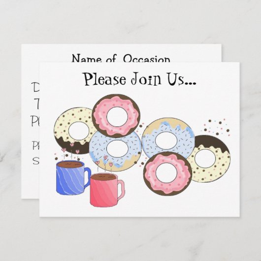 Donuts and Coffee Invitation Kaart (Voorkant / Achterkant)