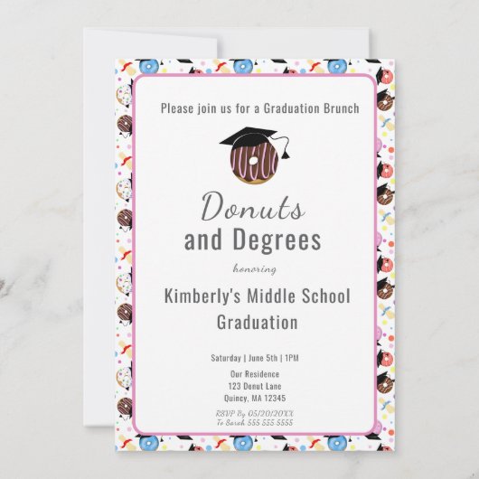 Donuts and Degrees Afstuderen Aankondiging Kaart (Achterkant)