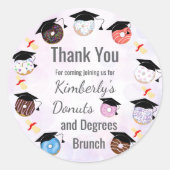 Donuts and Degrees Afstuderen Brunch Dank je wel Ronde Sticker (Voorkant)