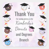 Donuts and Degrees Afstuderen Brunch Dank je wel Vierkante Sticker (Voorkant)