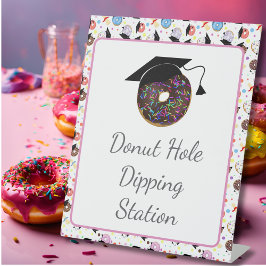 Donuts and Degrees Afstuderen Donut Dipping Reclamebord Met Voetstuk