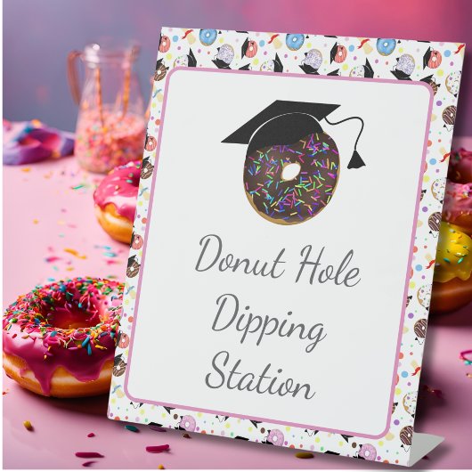 Donuts and Degrees Afstuderen Donut Dipping Reclamebord Met Voetstuk