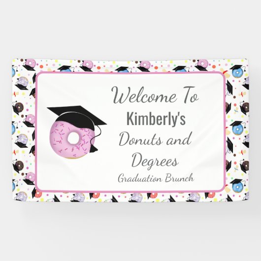 Donuts and Degrees Afstuderen Pattern Welkom Spandoek (Horizontaal)
