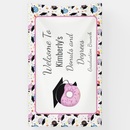 Donuts and Degrees Afstuderen Pattern Welkom Spandoek (Verticaal)