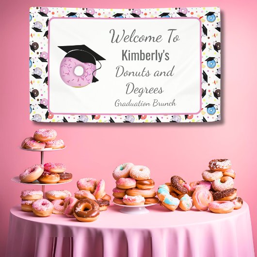 Donuts and Degrees Afstuderen Pattern Welkom Spandoek