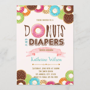 Donuts and diaper sprinkle party-uitnodiging kaart
