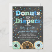 Donuts and Diapers Baby Boy Sprinkle Chalkboard Kaart (Voorkant)