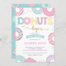 Donuts and Diapers Baby Girl Shower Doughnut Kaart
