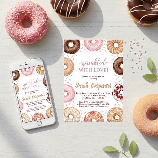 Donuts and Diapers Baby Shower Sprinkle Pastel Kaart