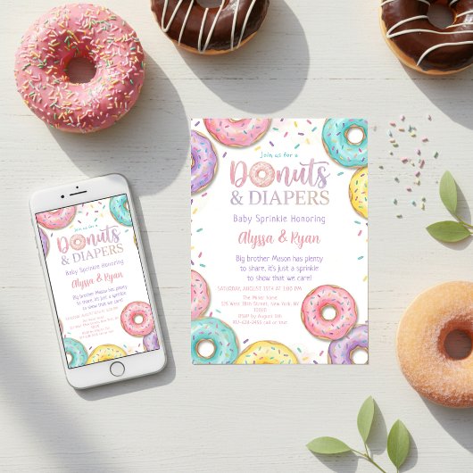 Donuts and Diapers Baby Shower Sprinkle Pastel Kaart