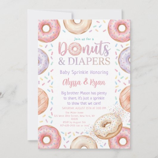 Donuts and Diapers Baby Shower Sprinkle Pastel Kaart (Voorkant)