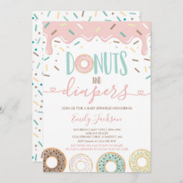 Donuts and diapers Baby Sprinkle Invitation Kaart