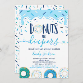 Donuts and diapers Baby Sprinkle Invitation Kaart