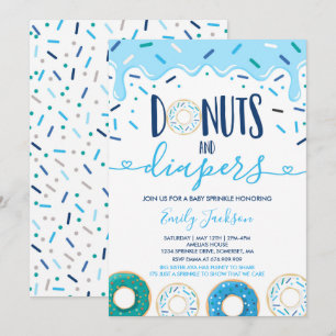 Donuts and diapers Baby Sprinkle Invitation Kaart