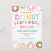 Donuts and diapers Baby Sprinkle Invitation Kaart (Voorkant / Achterkant)
